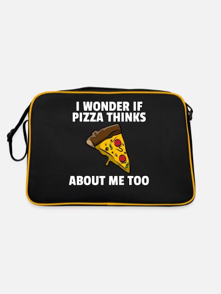 Pizza Pizzeri Pizzeria Italy Salami Cheese Gift - Retro Bag - black/gold - Back