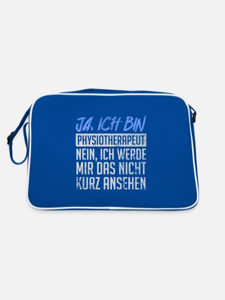 Physiotherapeut Kurz Ansehen Lustiges - Retro Tasche - Blau/Weiß - Hinten