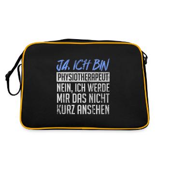 Physiotherapeut Kurz Ansehen Lustiges - Retro Tasche - Schwarz/Gold - Hinten