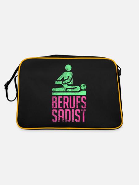 Berufs Sadist Physiotherapeut Geschenk - Retro Tasche - Schwarz/Gold - Hinten