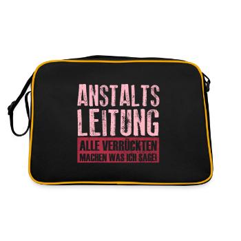 Anstaltsleitung Alle Verrückten Geschenk - Retro Tasche - Schwarz/Gold - Hinten