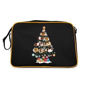 Guinea Pigs Lovers Christmas Pine Tree - Retro Bag - black/gold - Back