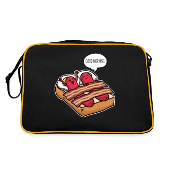 Guten Morgen Frühstück Wurst Eier Speck Toast - Retro Tasche - Schwarz/Gold - Hinten