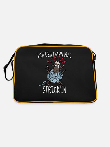 Lustiger Nähen & Näherin Stricken Spruch Geschenk - Retro Tasche - Schwarz/Gold - Hinten