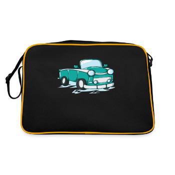 Auto Trabi als Comic - Retro Tasche - Schwarz/Gold - Hinten