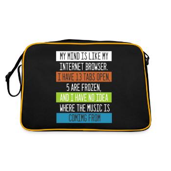 My Mind is like my internet Browser Computer Nerd - Retro Tasche - Schwarz/Gold - Hinten