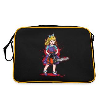 Kettensägen Mädchen Gothic Pastel Goth Candy Goth - Retro Tasche - Schwarz/Gold - Hinten