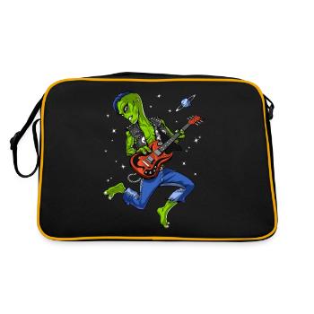 Space Alien Guitarist Musician - Retro Bag - black/gold - Back