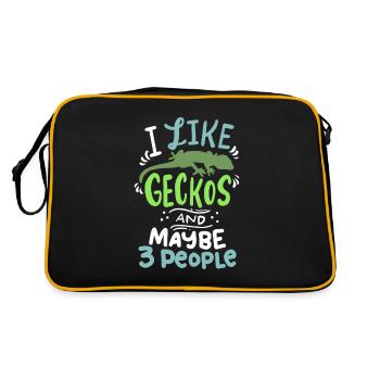 Gecko Echsel Reptile Salamander Nature Gift - Retro Bag - black/gold - Back