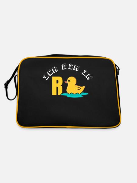 Ich bin in Rente - Retro Tasche - Schwarz/Gold - Hinten