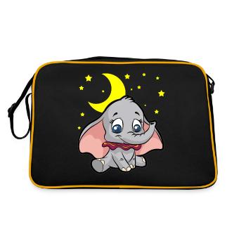 Elefant mit Segelohren - Retro Tasche - Schwarz/Gold - Hinten