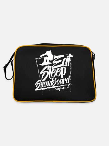 Snowboard Snowboarder Boarden Snowboarden Boarder - Retro Tasche - Schwarz/Gold - Hinten