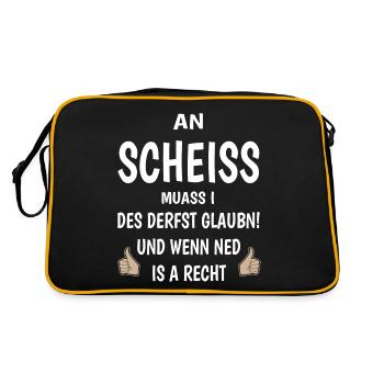 An Scheiss muass i - Retro Tasche - Schwarz/Gold - Hinten