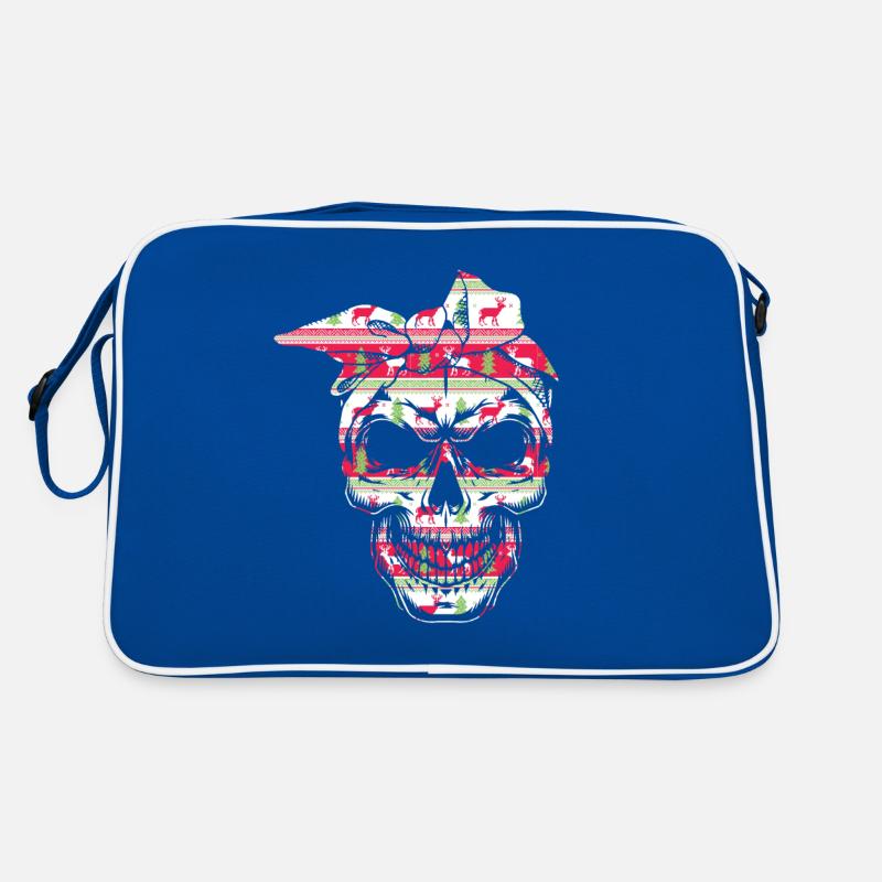 Crâne de noël avec bandana pull moche Sac Retro