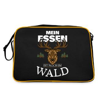 Jagd Jäger Jägersmann Jagdspruch Elch Geschenk - Retro Tasche - Schwarz/Gold - Hinten