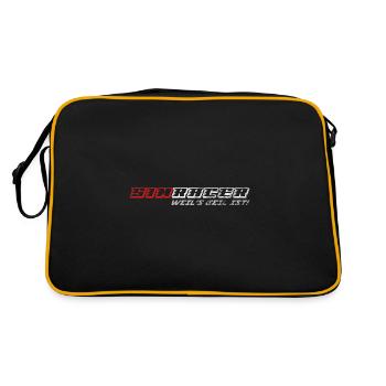 Simracer Racing Weil Geil Geschenk - Retro Tasche - Schwarz/Gold - Hinten