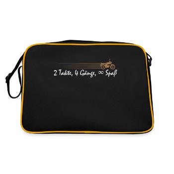 DDR Moped // 2 Takte, 4 Gänge, unendlich Spaß - Retro Tasche - Schwarz/Gold - Hinten