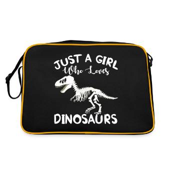 Dinosaur T-Rex Girl loves Tyrannosaurus - Retro Bag - black/gold - Back