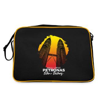 Kuala Lumpur Petronas Geschenk - Retro Tasche - Schwarz/Gold - Hinten