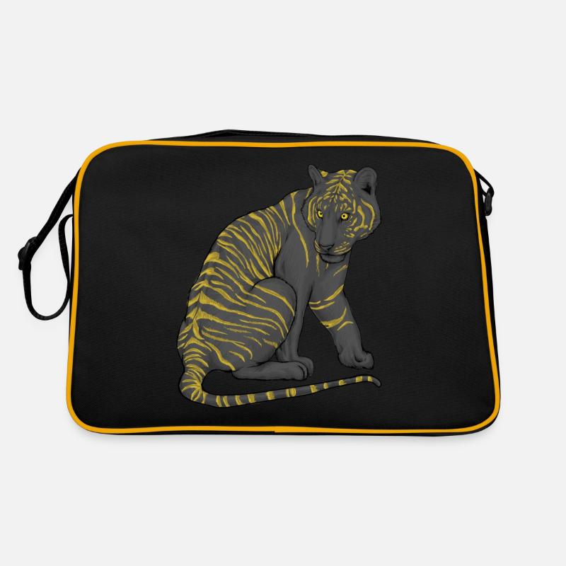 Black Tiger Panther avec des rayures dorées Sac Retro
