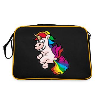 furzendes Regenbogeneinhorn - Retro Tasche - Schwarz/Gold - Hinten