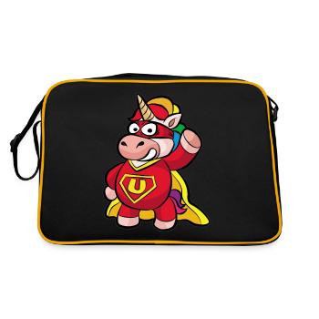 Superheld Einhorn - Retro Tasche - Schwarz/Gold - Hinten