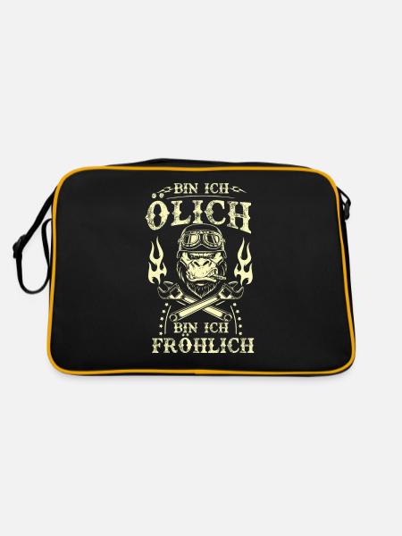 Bin Ich Ölig Bin Ich Fröhlich - Retro Tasche - Schwarz/Gold - Hinten