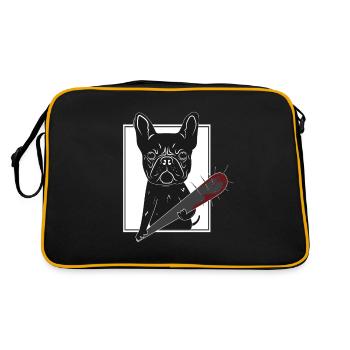 Angry French Bulldog - Retro Tasche - Schwarz/Gold - Hinten
