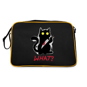 Quoi? Chat psycho tueur noir au sang de couteau - Sac Retro - noir/or - Dos