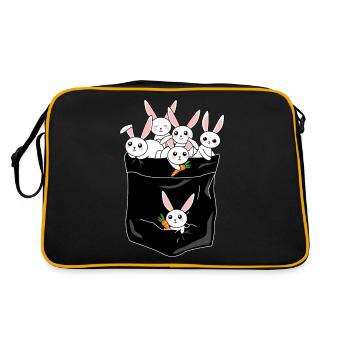 Kaninchen Hase Haustier Karnickel Geschenk - Retro Tasche - Schwarz/Gold - Hinten