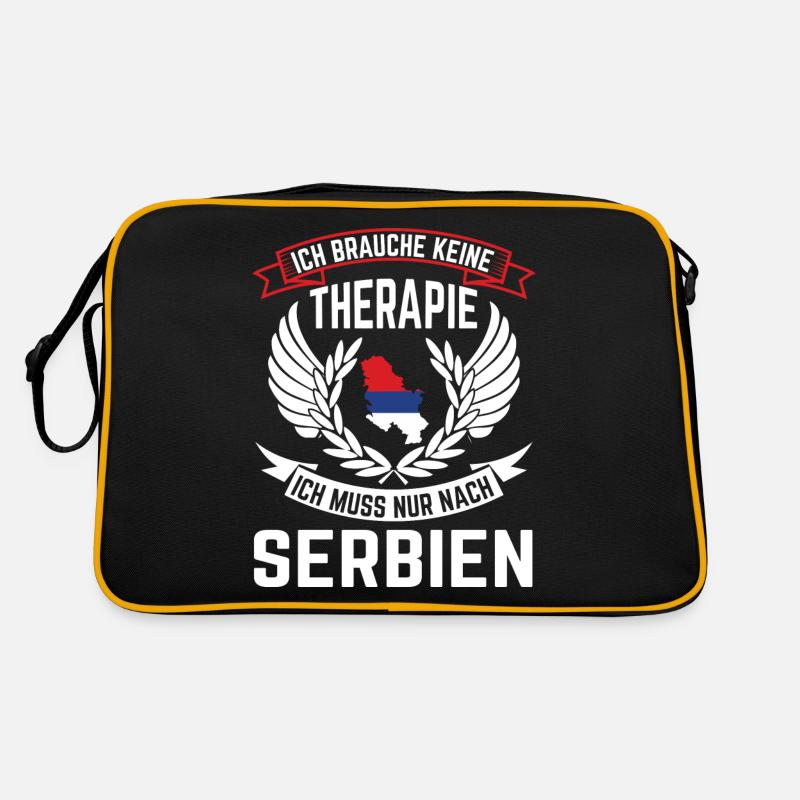 Therapie Serbien Belgrad Serbe Serbisch Geschenk - Retro Tasche - Schwarz/Gold