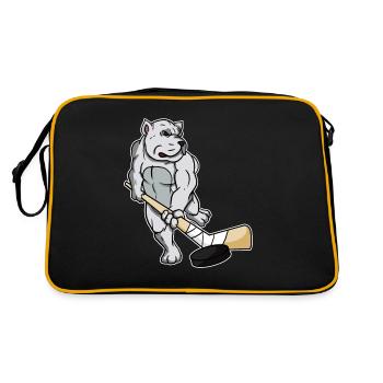 Bulldog Dog Lover Dog Hockey Player - Retro Bag - black/gold - Back