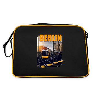 Berlin Bus Bahn Verkehr - Retro Tasche - Schwarz/Gold - Hinten