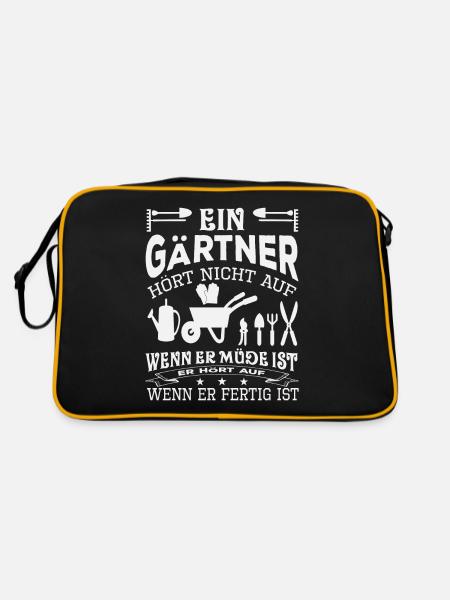 Ein Gärtner Hört Nicht Auf Wenn Er Müde Ist - Retro Tasche - Schwarz/Gold - Hinten