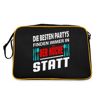 Die Besten Partys Finden Immer In Der Küche Statt - Retro Tasche - Schwarz/Gold - Hinten