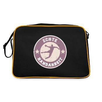 Handball Lustig Symbol Abzeichen Vintage Geschenk - Retro Tasche - Schwarz/Gold - Hinten