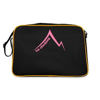 Eispickel Eisklettern Eiskletterer Eiswand Berg - Retro Tasche - Schwarz/Gold - Hinten