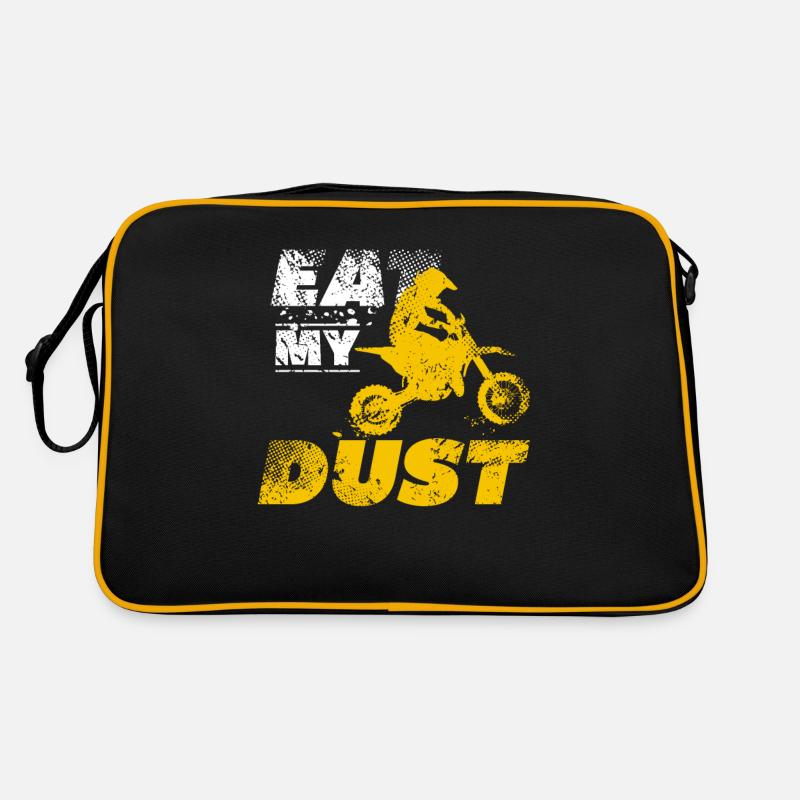Motorrad Motocross - Retro Tasche - Schwarz/Gold
