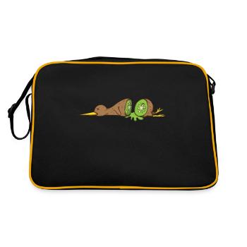 Kiwi Vogel aufgeschnitten wie eine Kiwifrucht - Retro Tasche - Schwarz/Gold - Hinten
