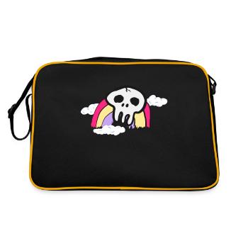 Skull on rainbow and clouds colorful gift - Retro Bag - black/gold - Back