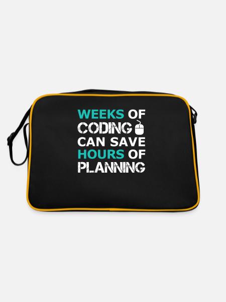 Weeks of Coding can save Hours of Planning - Retro Tasche - Schwarz/Gold - Hinten