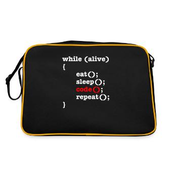 While Alive Eat Sleep Code Repeat - Computer Scientist - Retro Bag - black/gold - Back