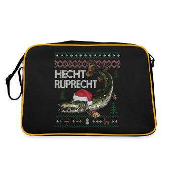 Weihnachtlicher Hecht Ruprecht Angler Humor - Retro Tasche - Schwarz/Gold - Hinten