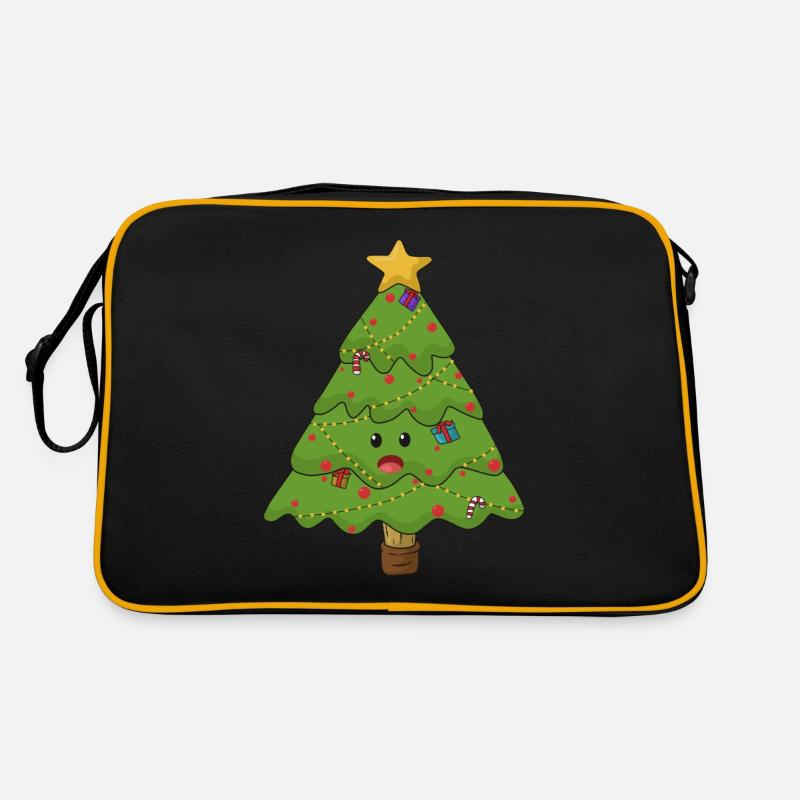 Lustiger Weihnachtsbaum mit Stern-Deko Geschenk Retro Tasche