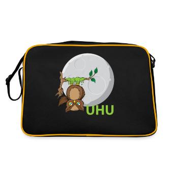 Uhu Eule Vogel Kleber - Retro Tasche - Schwarz/Gold - Hinten