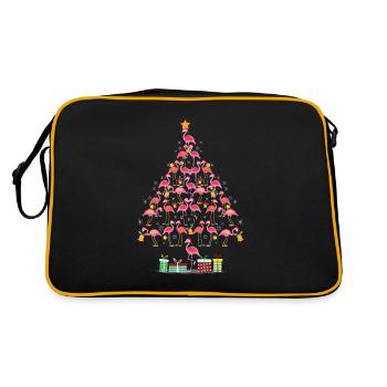 Flamingo Christmas Tree Christmas Tree Xmas Gift - Retro Bag - black/gold - Back