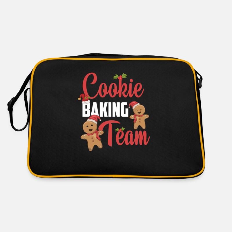 Cookie Baking Team Lebkuchen Weihnachtsbäckerei - Retro Tasche - Schwarz/Gold