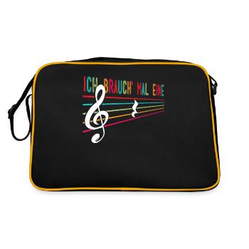 Musik-Lehrer Musiker Spruch Lustig - Retro Tasche - Schwarz/Gold - Hinten