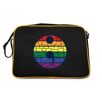 Cadeau de genre LGBT Rainbow Semicolon Gaypride - Sac Retro - noir/or - Dos