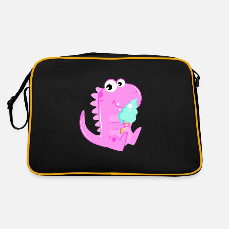 Pink Dino Dinosaurier Eiskrem Eis Kinder Kids Retro Tasche